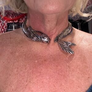 Silver Fish Design Choker Necklace